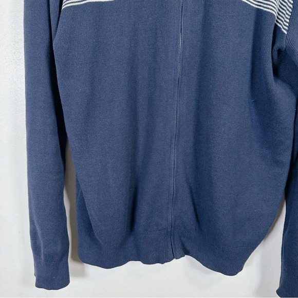 Banana Republic Navy Full Zip  Horizontal Stripe Sweater Cardigan - Picture 7 of 14